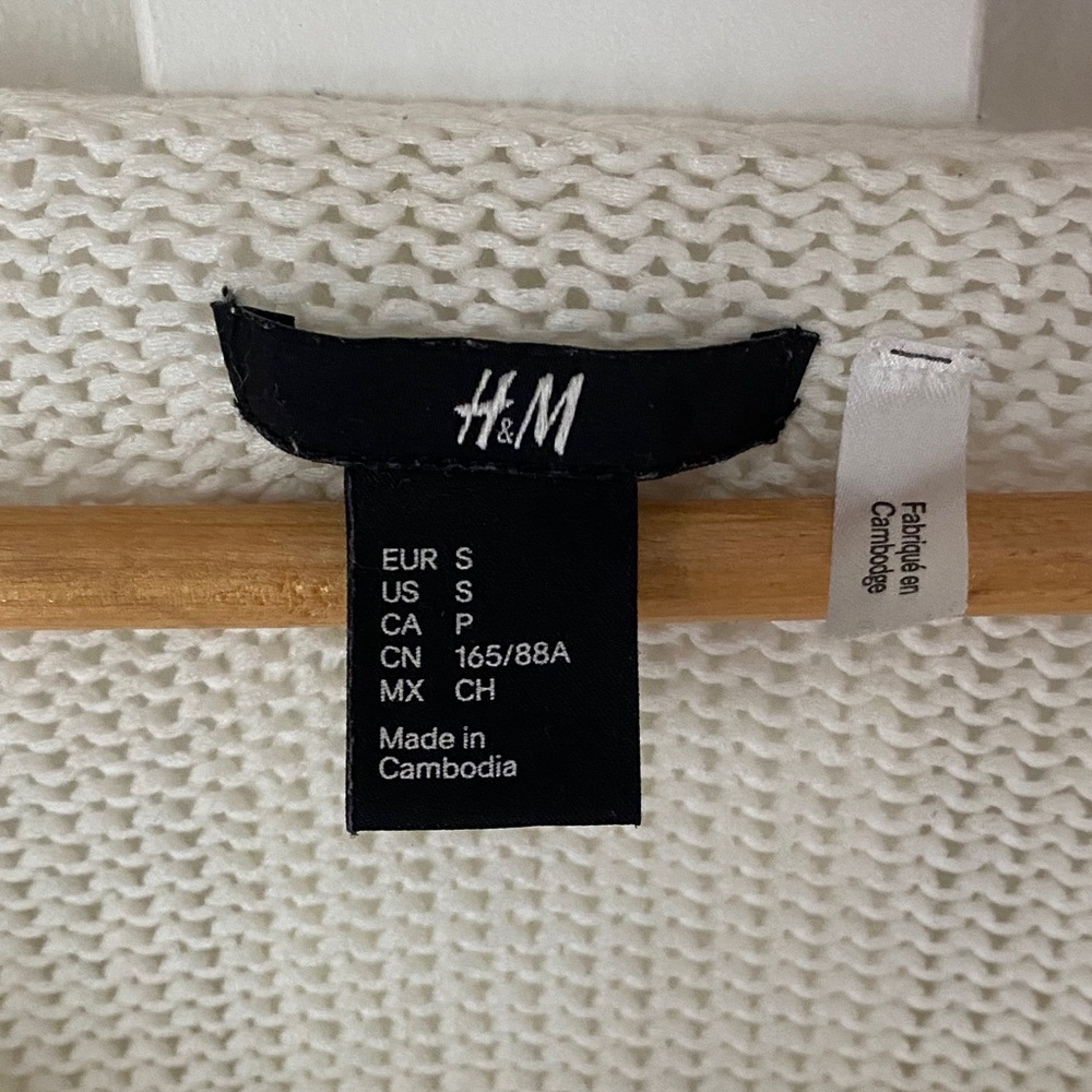 H&M Cream Textured Knit Cream Sweater